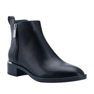 Calvin Klein Kcdeniece2 Almond Toe Block Heel Zip Booties Black 8M